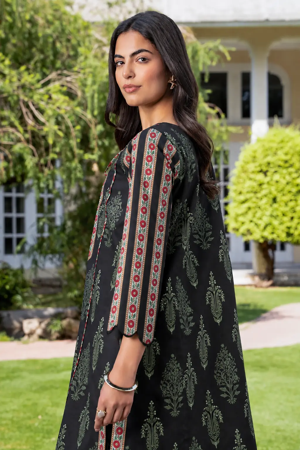 Premium Midnight Botanical Elegance | Unstitched 3-Piece - view 3