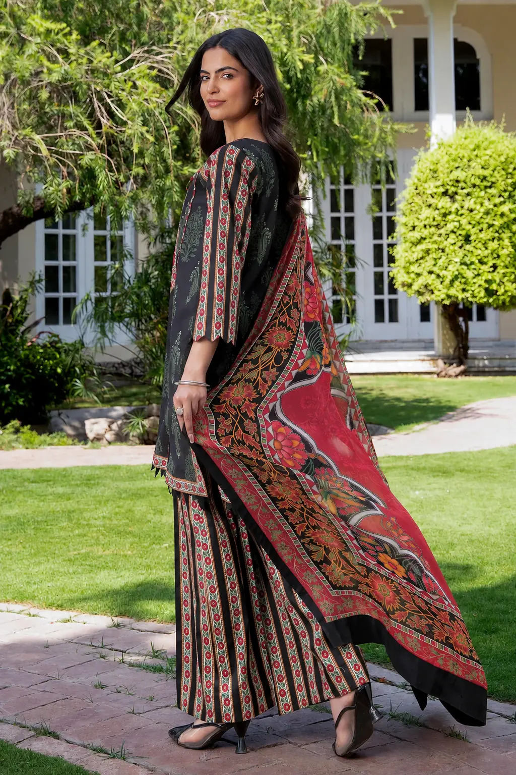 Premium Midnight Botanical Elegance | Unstitched 3-Piece - view 4