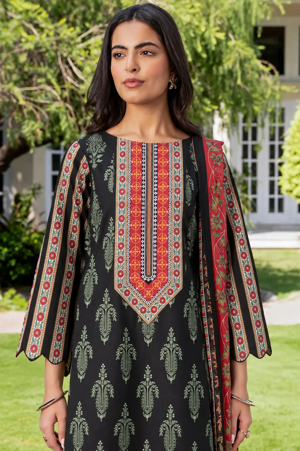 Premium Midnight Botanical Elegance | Unstitched 3-Piece - view 1