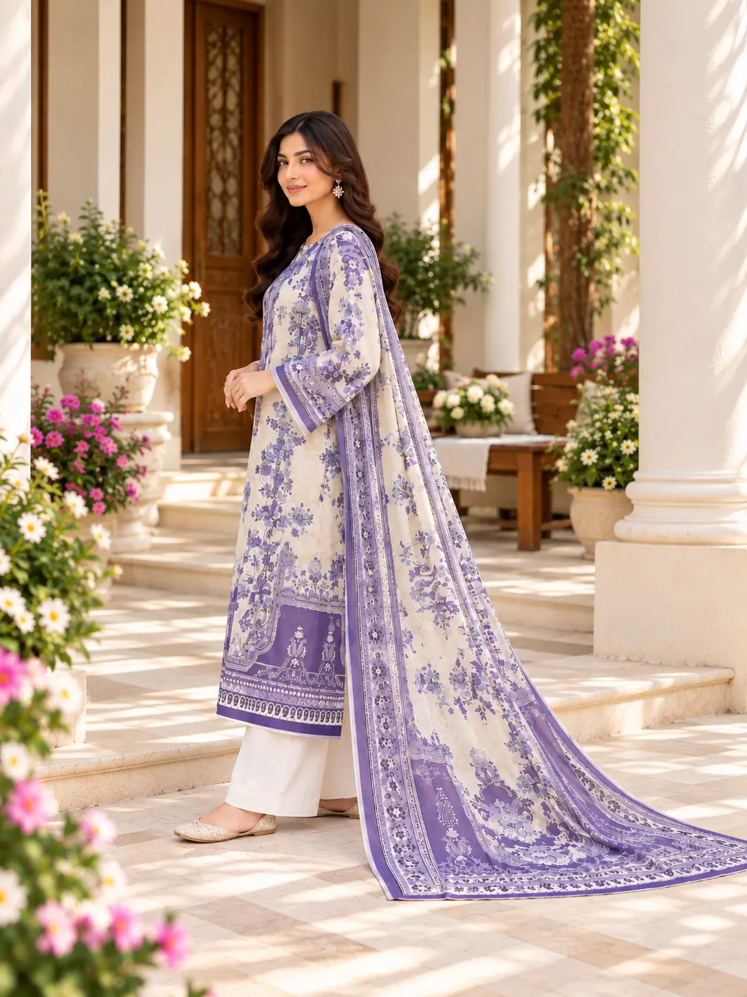 Premium Lavender Bloom Lawn | Unstitched 3-Piece - view 3