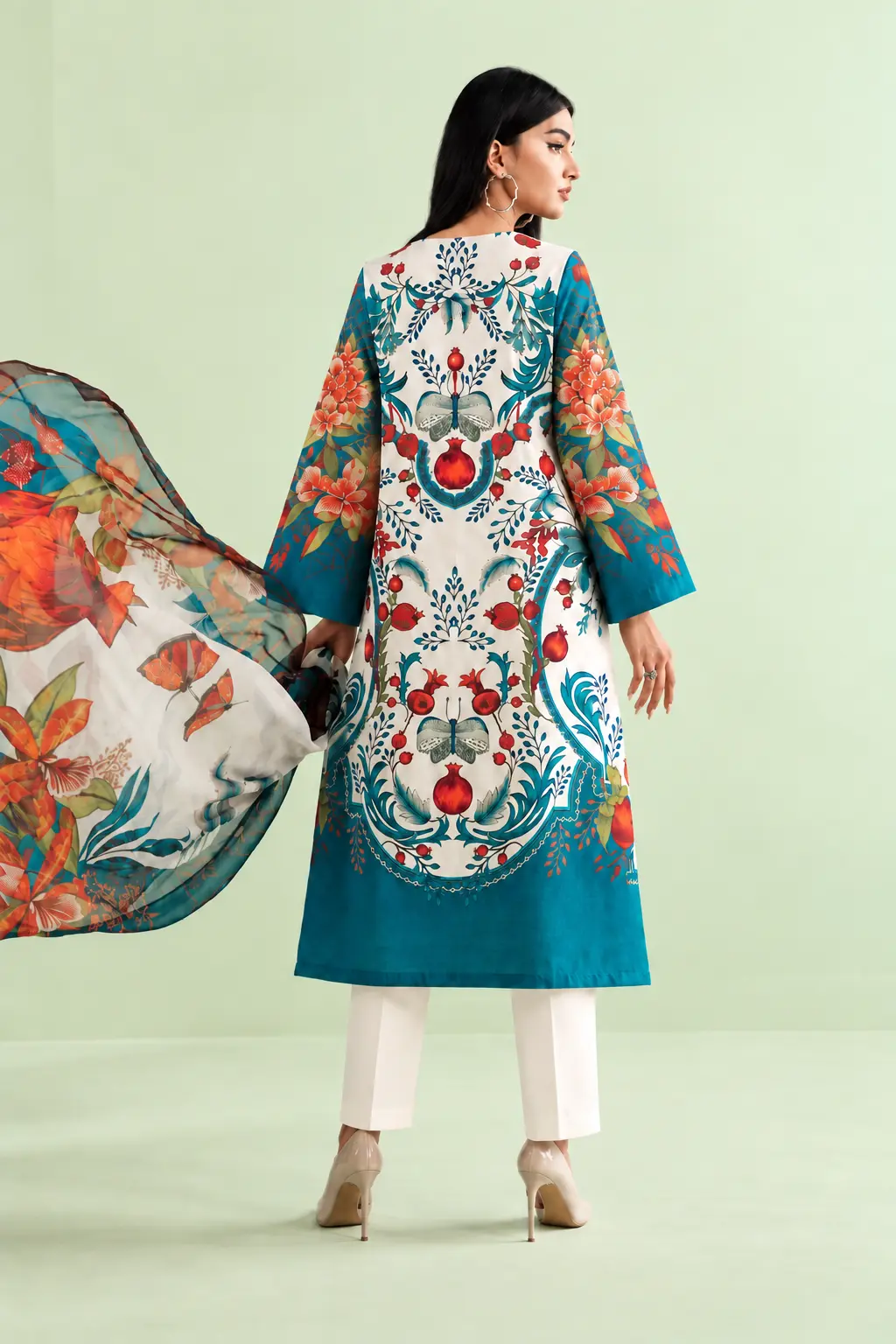Premium Azure Floral Trellis Unstitched 3-Piece - view 2
