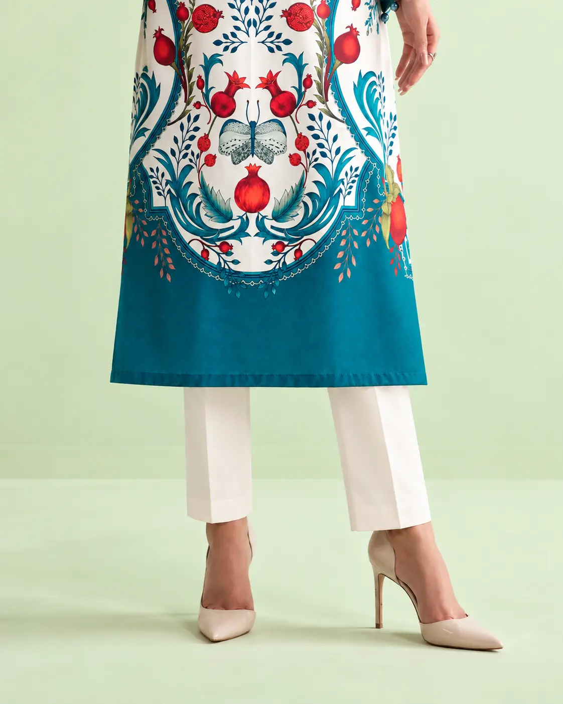 Premium Azure Floral Trellis Unstitched 3-Piece - view 4